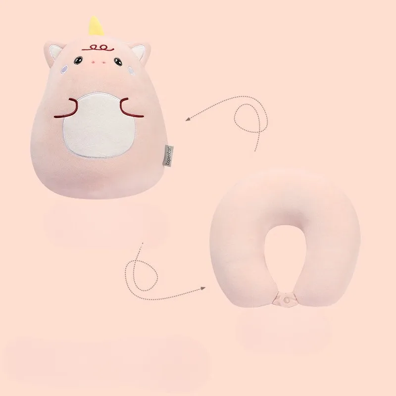 Plush Cartoon U Shape Foam Bead Pillow 2 in 1 Convertible Neck Support Soft Multi Function For Travel And Office