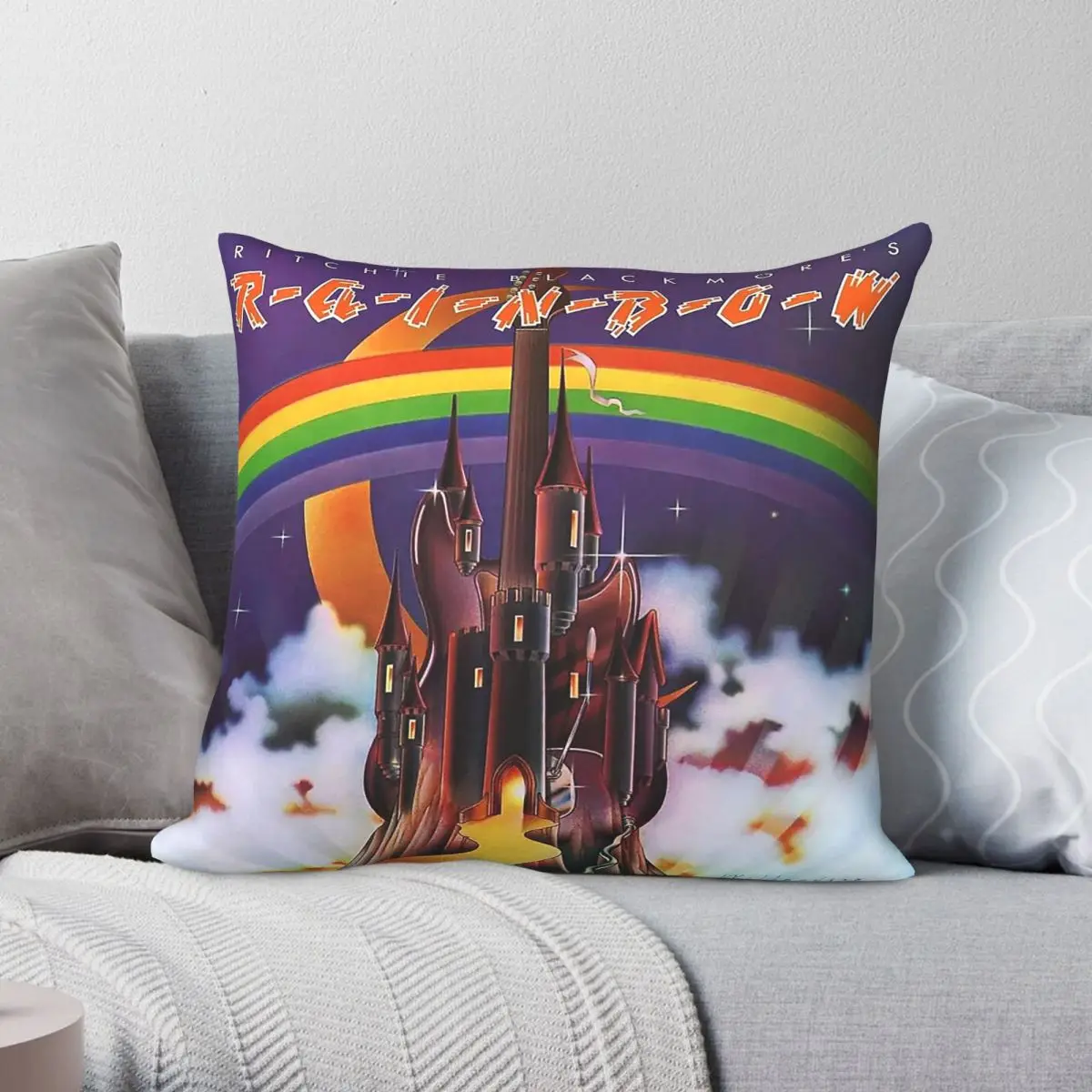 Ritchie Blackmore's Rainbow Album Pillowcase Polyester Linen Velvet Pattern Zip Decor Pillow Case Home Cushion Case