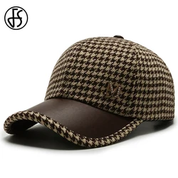 FS Luxury Brown British Plaid Baseball Caps For Men Vintage Houndstooth Women Hat Summer Street Trucker Cap Casuqettes Hommes