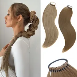 Azqueen Paardenstaart Synthetische Hair Extensions Lange Rechte Valse Paardenstaarten Nep Haarstuk 24 Inch Voor Witte Zwarte Vrouw