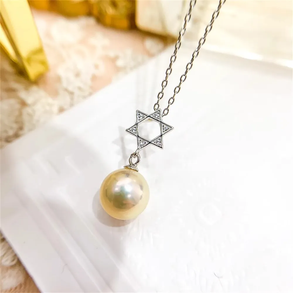 

DIY Pearl Accessories S925 Sterling Silver Pendant Empty Fashion Jade Necklace Pendant Fit 8-12mm Oval Beads D089