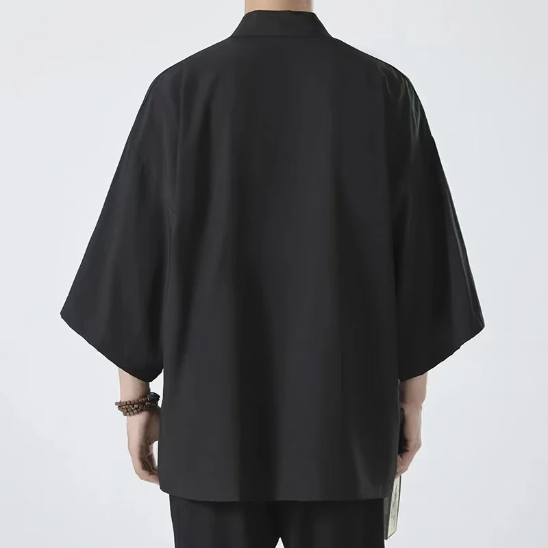 Black Kimono Men Traditional Coat Shirt Summer Beach Cardigan Yukata Unisex Women Cosplay Haori Japanese Samurai Clothing