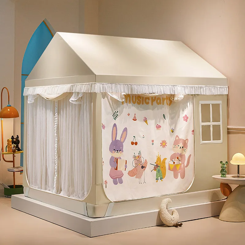 2026 summer new children's printed cartoon small house dust mosquito net crib net