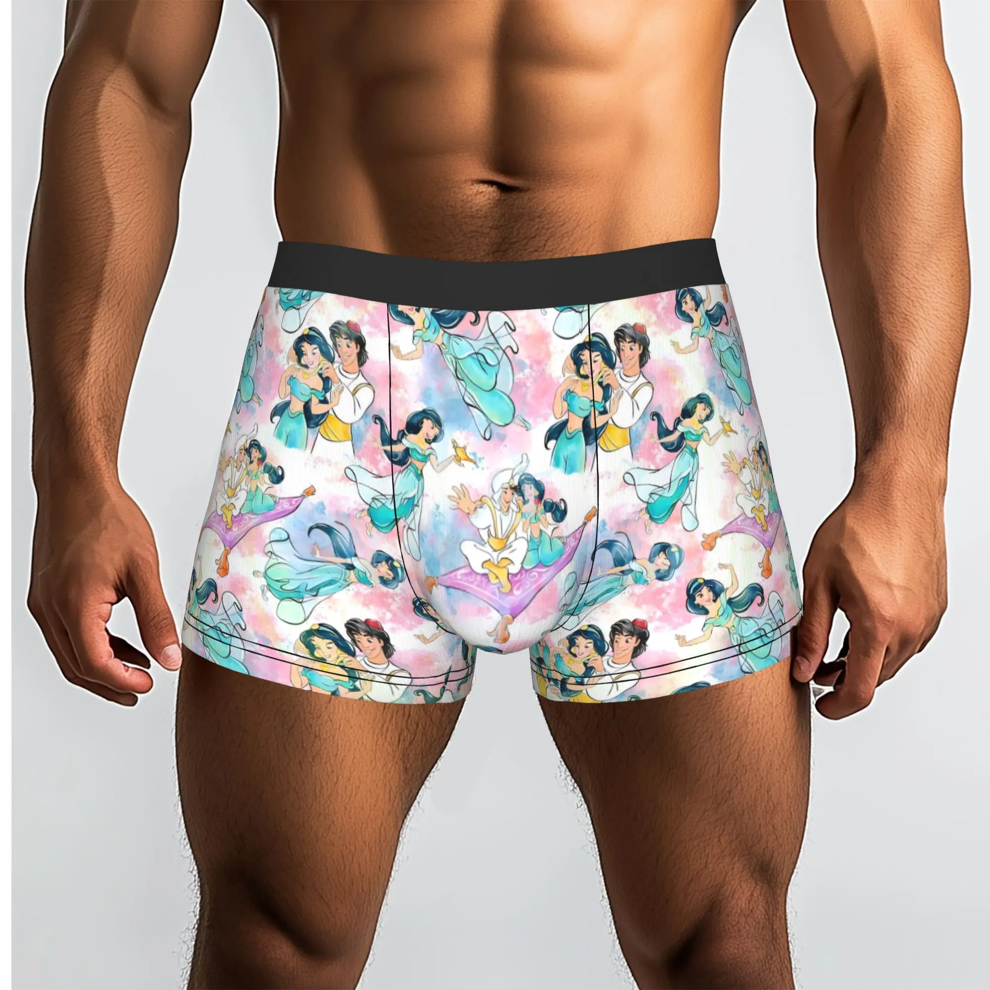 Custom Cute Cartoon A-Aladdin Underwear Men Breathable Aladdin Boxer Briefs Shorts Panties Soft Underpants For Homme