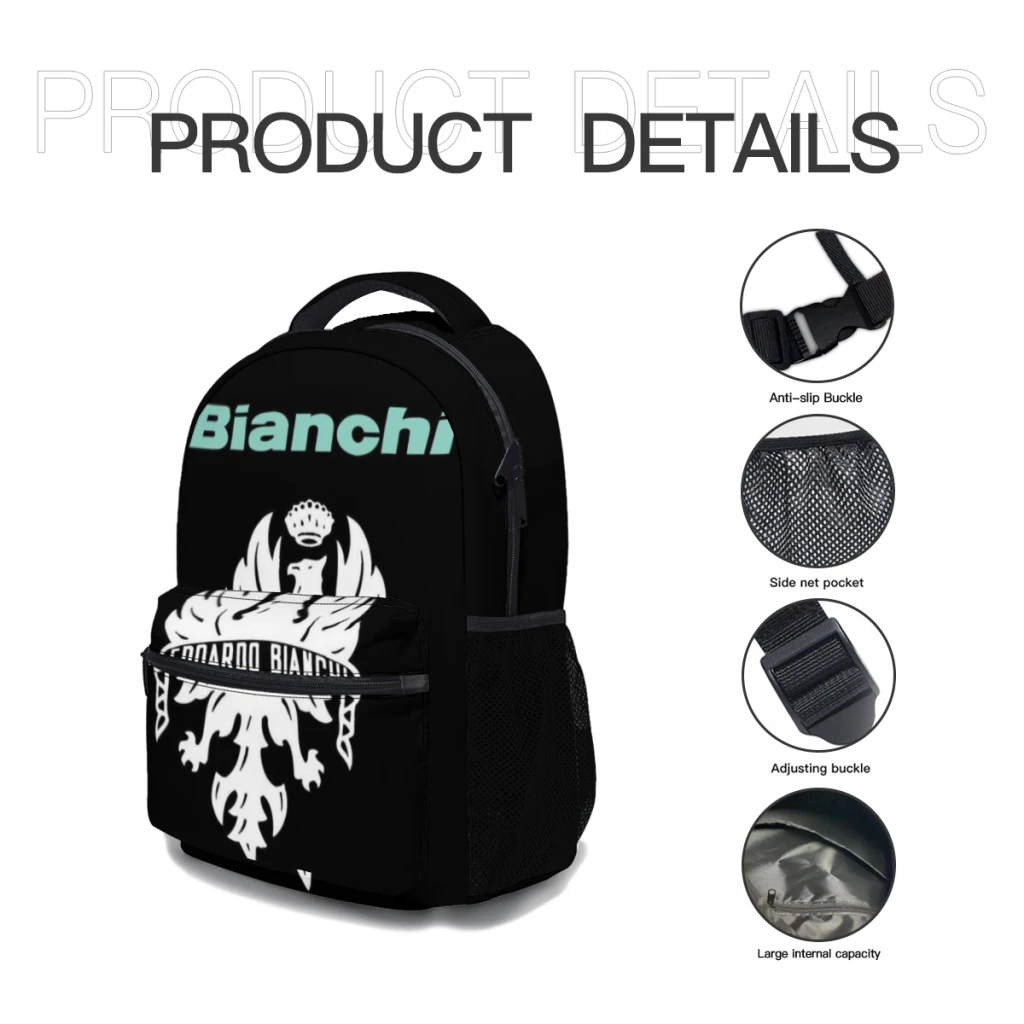 Nieuwe Modieuze Bianchi Rugzak Grote Capaciteit Trendy Boekentas Multi-Pockets Verstelbare 17Inch