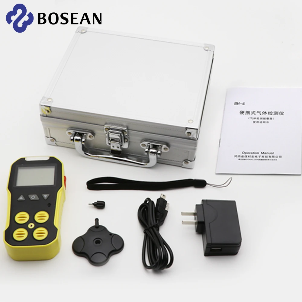 Bosean Multi Gas Detector Gas Meter O2 H2S CO LEL 4 in 1 Oxygen Hydrogen Sulfide Carbon Monoxide Combustible Gas Leak Detector