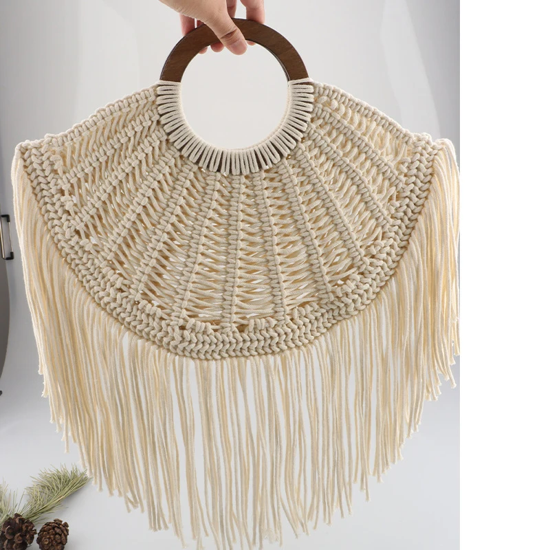 Handwoven Beach Crescent Bags For Women Luxury Designer Handbag Purse 2026 New In Polyester Cotton Tassel Slim Underarm Shoulder