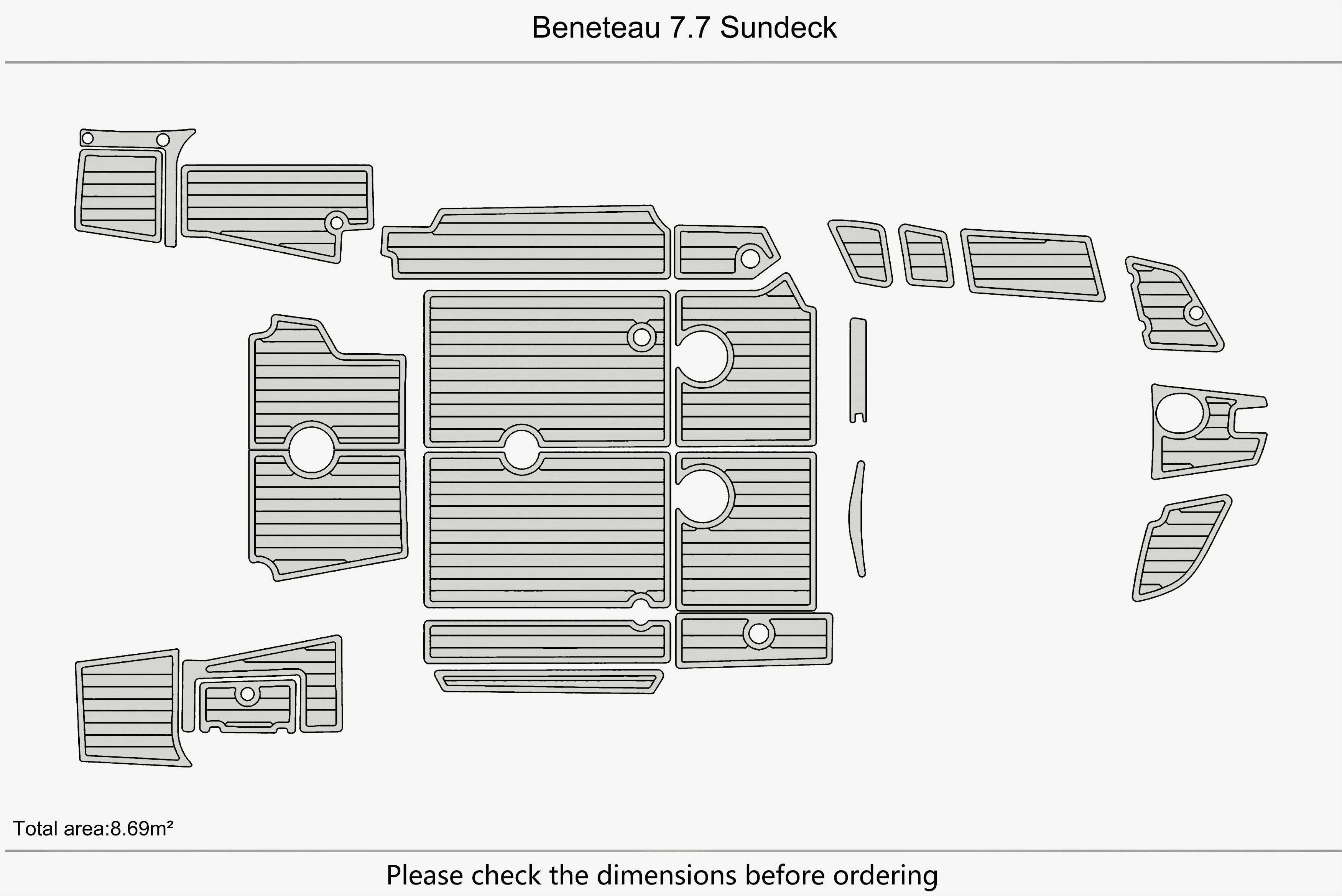 Beneteau 7.7 Sundeck 1/4 "6 مللي متر إيفا رغوة عدم الانزلاق بولي كلوريد الفينيل خشب الساج التزيين البحرية حصيرة سيديك gatorstep السجاد أرضية بحرية #3