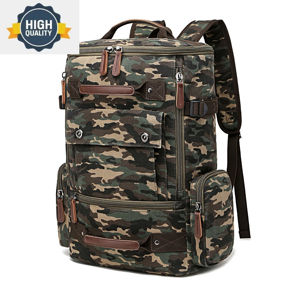 

Leisure Large Capacity Sports Durable Travel Hiking Bag Camouflage Backpack Men's Vintage Canvas School