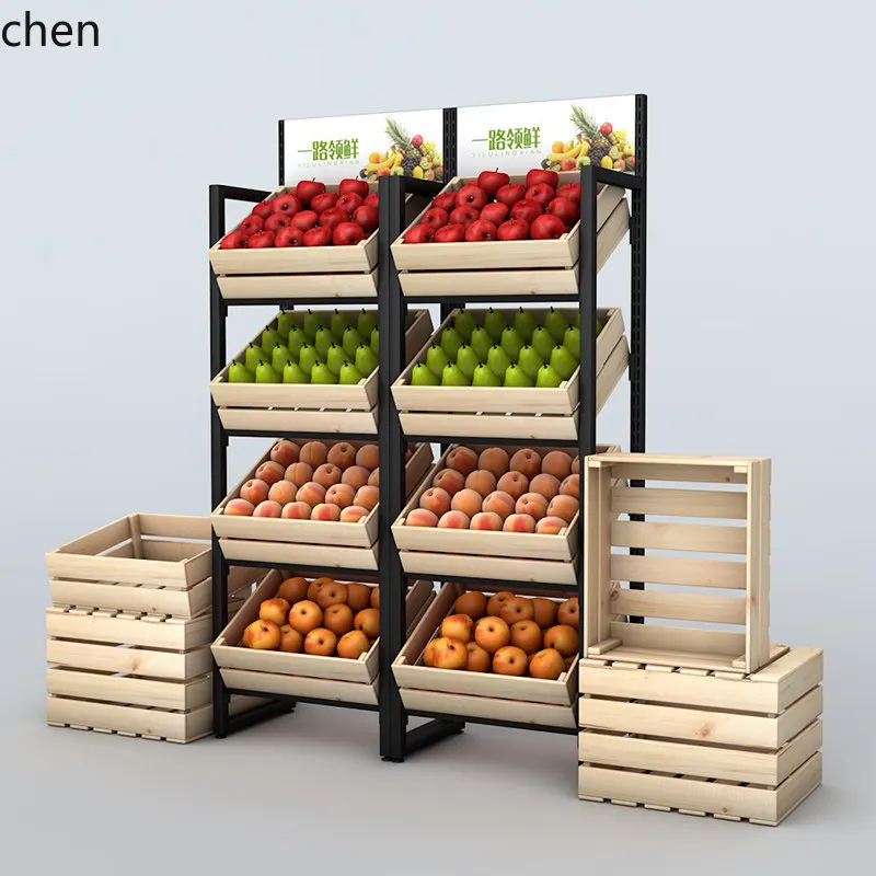 HT Fruit Store Shelves Vegetable Shelves Display Cabinet Storage   Rack Fresh Supermarket Fruit and Vegetable Multi-layer Rack