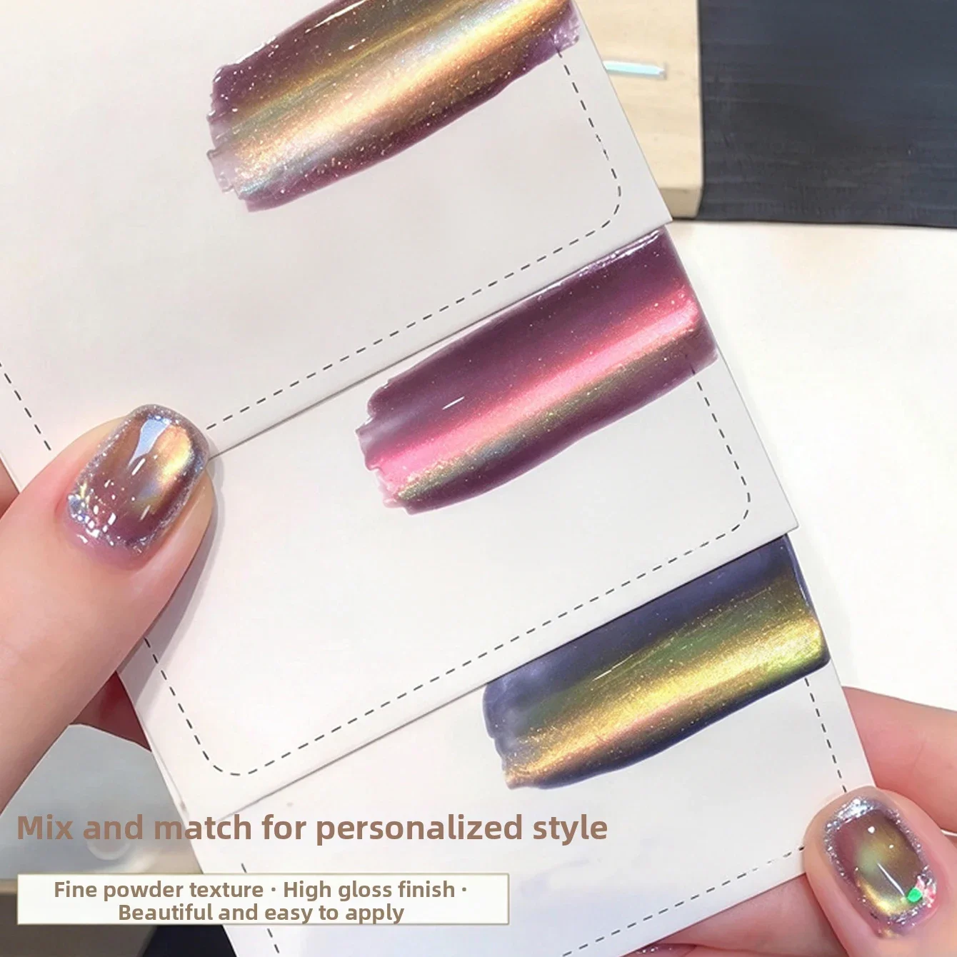 Hot-selling Eye-catching Rainbow Glass Bead Flash Cat Eye Elegant Versatile Skin-Brightening Popular Nail Polish Gel
