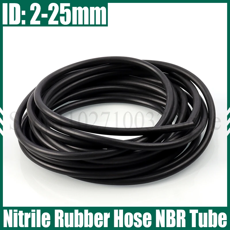 L=1 Meter ID=2-25mm Black Nitrile Rubber Hose NBR Tube Oil Resistant Rubber Pipe Oil Pipe Gasoline Fuel Delivery Hose Tubing