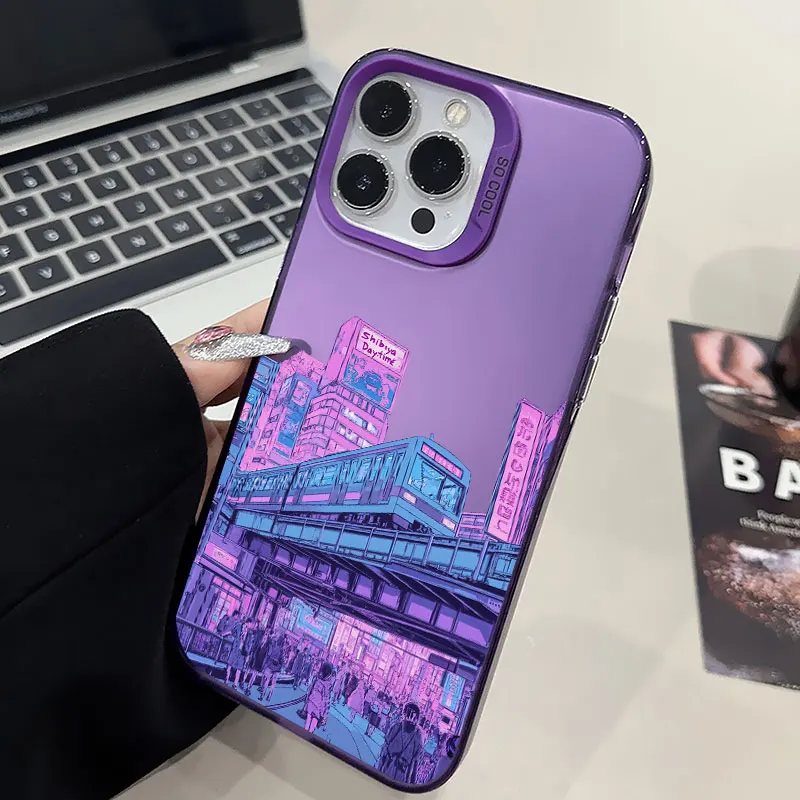 

The Subway Railway Cyberpunk Style Laser Phone Case For Iphone 13 Mini 12 11 Pro Max 16 15 14 Pro Max Plus Shockproof Back Cover