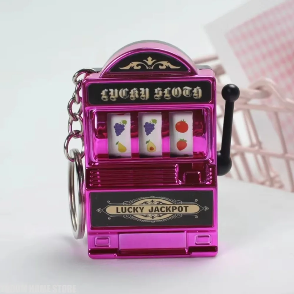 Fruit Slot Machine Keychain Lucky Charm Jackpot Keychains Mini Casino Pendant Bag Charm Novelty Gifts for Kids Adults