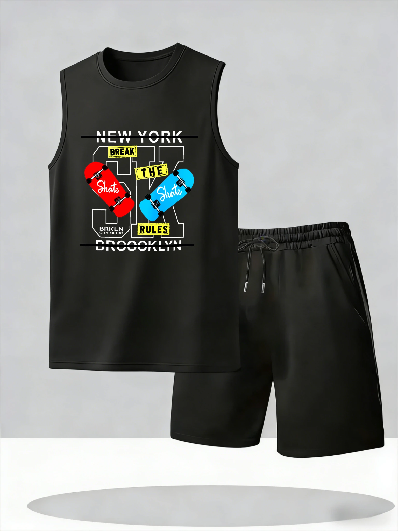 

Men's Tank Top Sets 2026 Summer Thin Quick Dry Breathable crewneck sets for men outfits two piece beach running oversize seasid