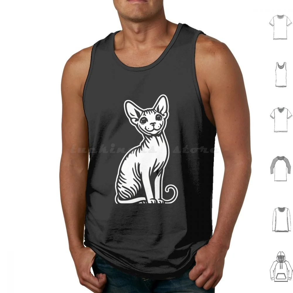 Sphynx Cat Charm For Cat Lovers Tank Tops Print Cotton Sphynx Cat Charm Cat Lovers Cat Design Sphynx Breed Cat Cat Art
