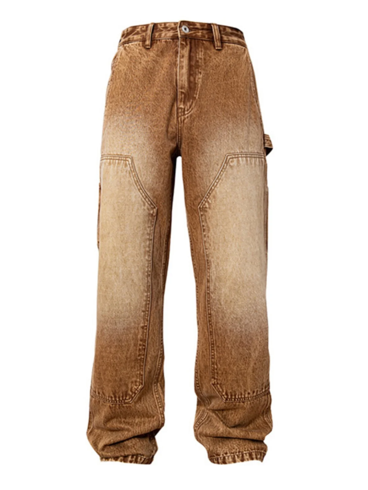 

Men's Retro American Style Cotton Workwear Straight Leg Jeans Double Knee Logging Pants Youth Casual Wear Durable Denim