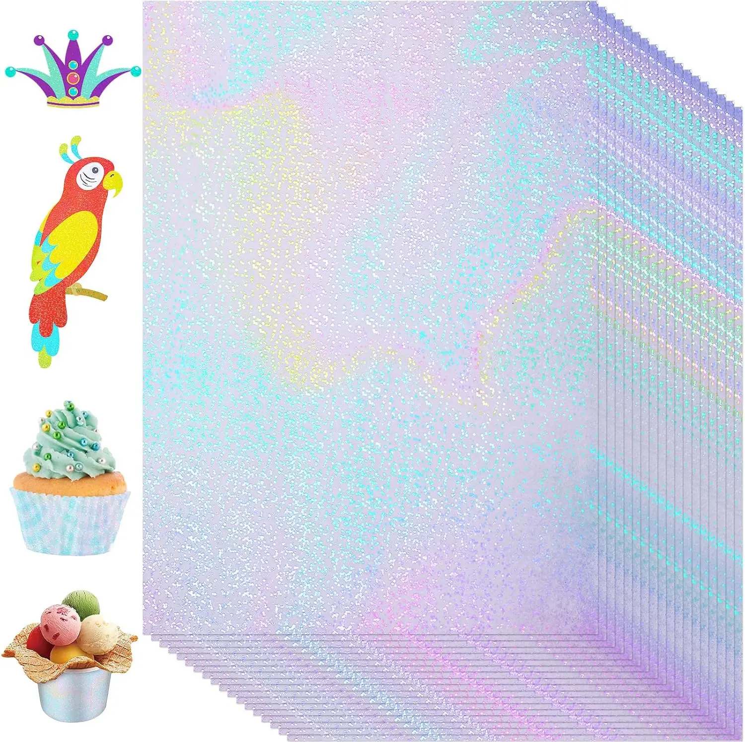 A4 50 hojas 8,3x11,7 en punto papel adhesivo holográfico brillo superposición transparente película laminada en frío hoja de vinilo autoadhesiva