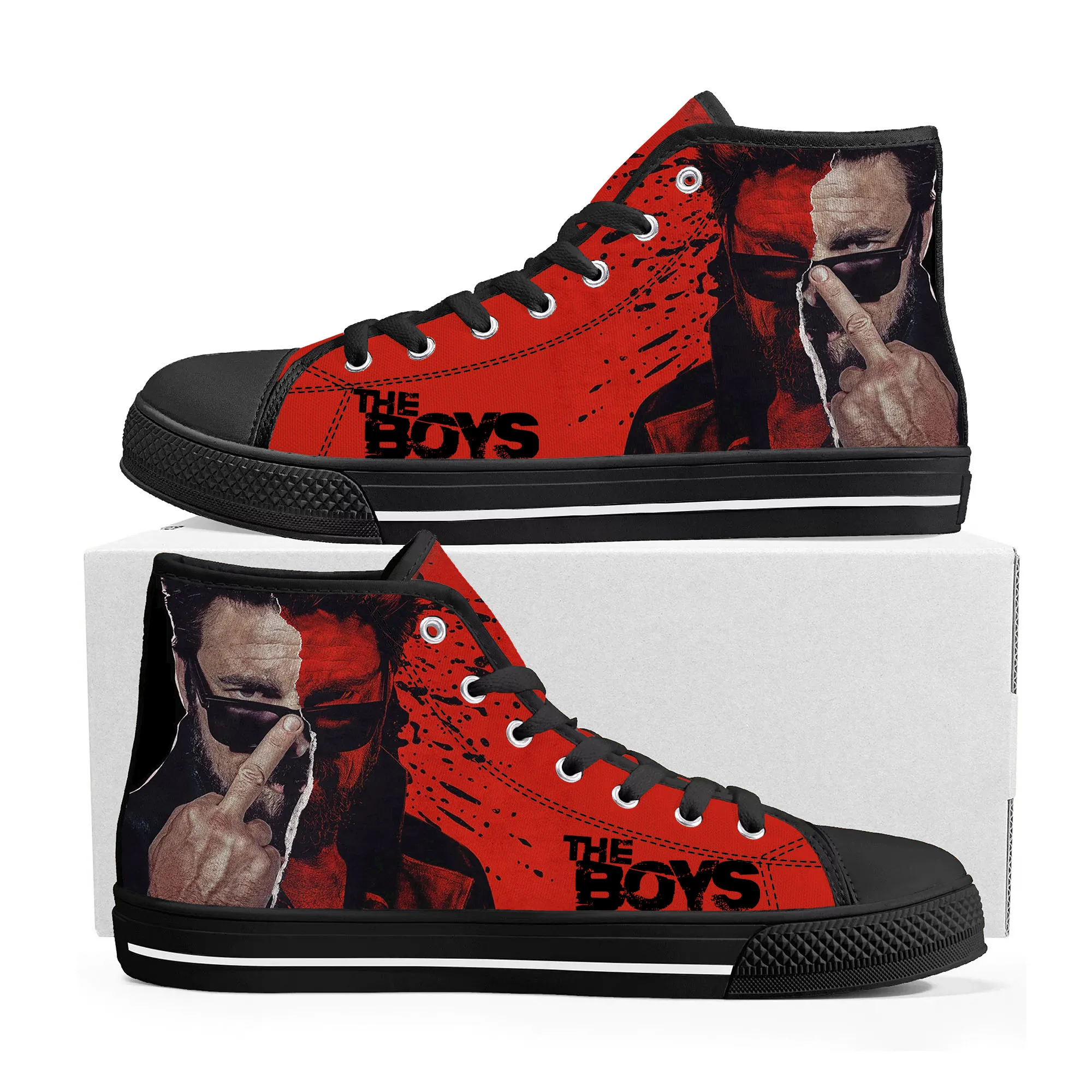 The Boys TV series High Top Sneakers Mens Womens Teenager Billy Butcher Canvas Sneaker couple Shoe Casual Custom Made Shoes