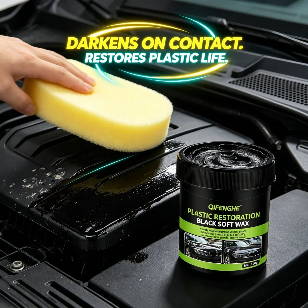 150g Car Plastic Restoration Black Wax, Darken Faded Trim, Enhance Durability & Restore Original Look