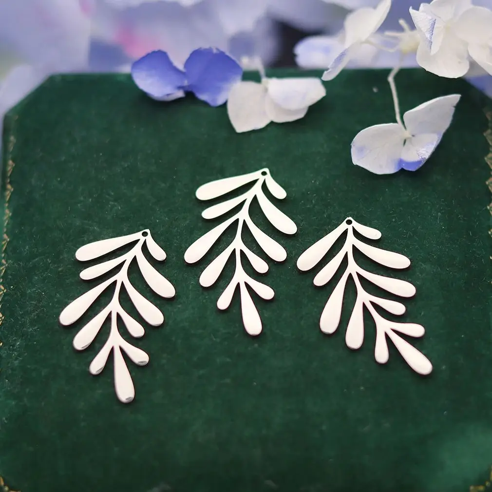 

3pcs Exquisite Leaf diy Vintage Tassel Earrings Bracelet Charms for Jewelry Making Stainless Steel Pendant Leaves Metal Supplies