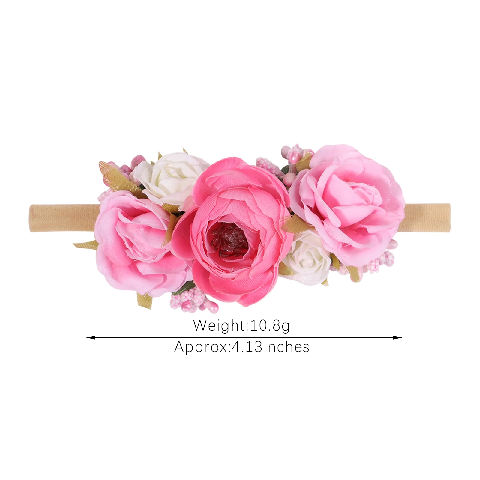 Diademas de flores artificiales para bebés y niñas, banda elástica de nailon hecha a mano, accesorios para el cabello, decoración para el cabello, 1