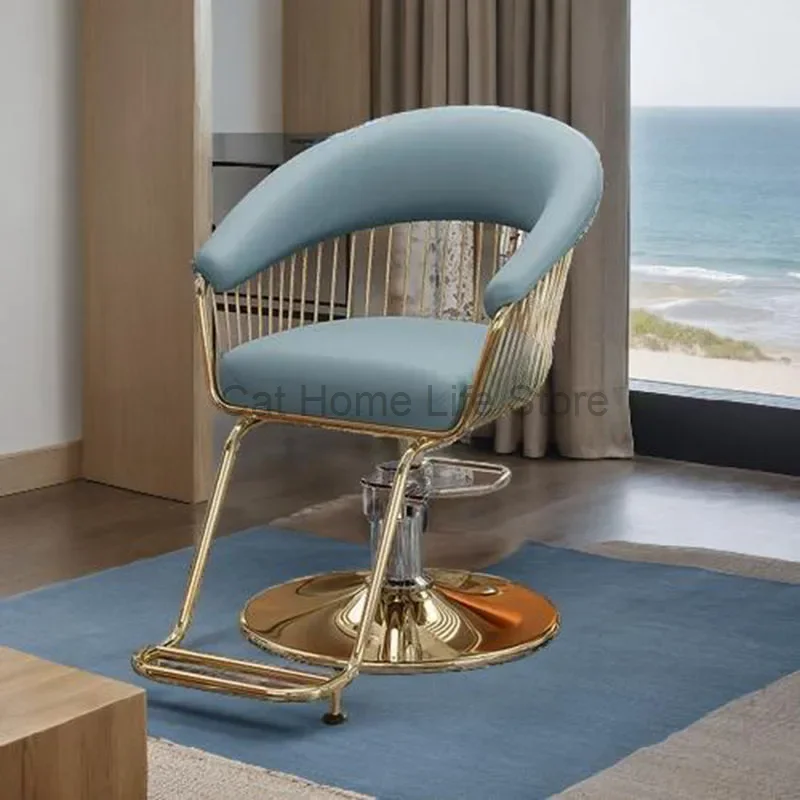 

Personalized Barber Chair Luxury Retro Pink Classic Professional Chair Lifter Cushion Chaise Rose Metal Salon Furniture