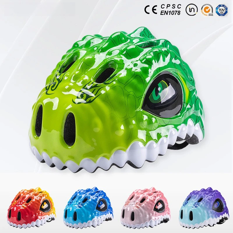 Kids Protective Safety Helmet New Cartoon Dinosaur Child Helmet for Skateboarding Roller Skating Bicycle Balance Bike paten kask