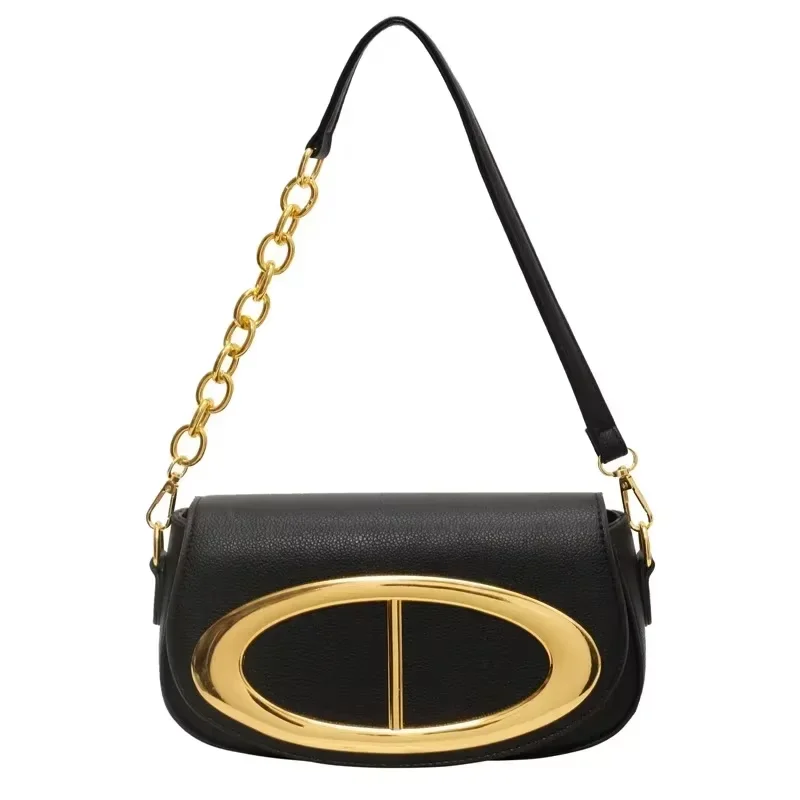New Flap Small Bag Women Luxury Designer Purses and Handbags Simple Commute Saddle Bags Metal Lock Buckle Shoulder Crossbody Bag