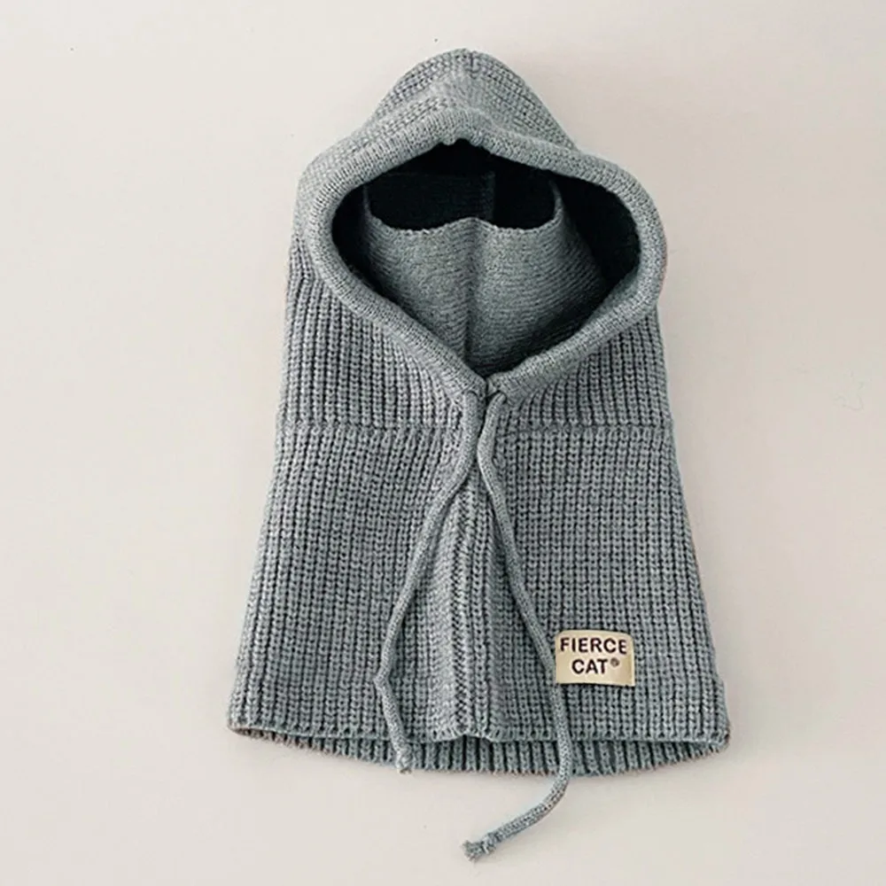 

Fashion One-piece Baby Balaclava Hat Ears Neck Warm Children Earflap Hat Knitted Cap Children