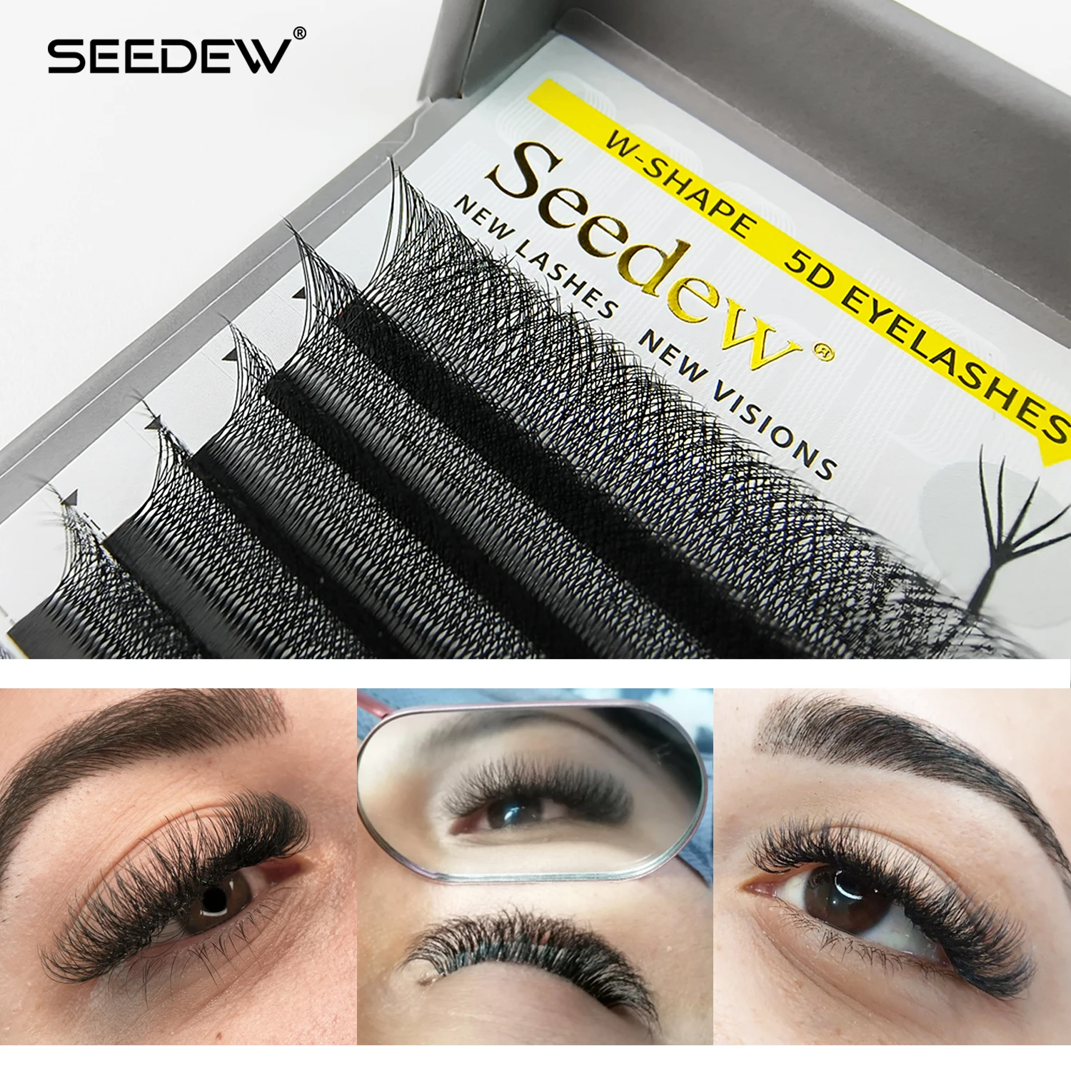 SEEDEW W Shape 3D 4D 5D 6D Automatic Flowering Bloom Premade Fans Eyelash Extensions Flowers Knows Makeup Super Soft Full Dense