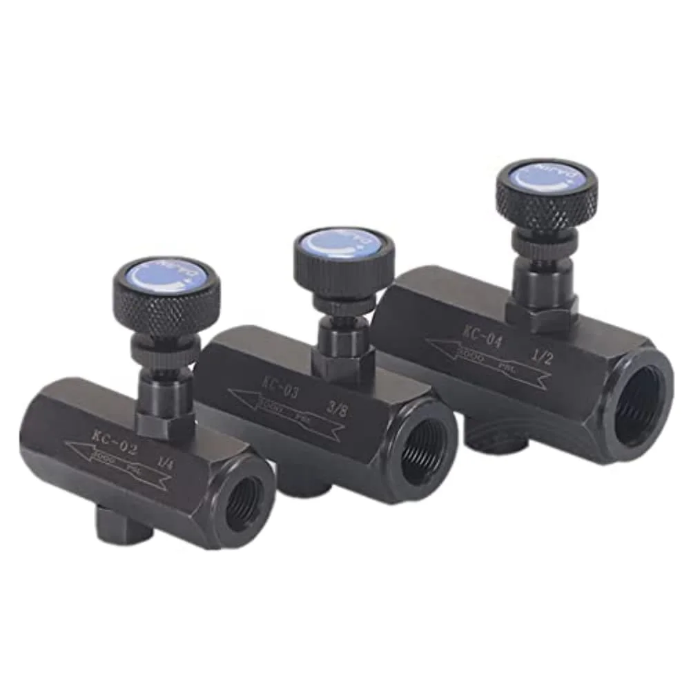 High Pressure Carbon Steel Flow Control Valve 3000 PSI for Water Oil Gas with NPT Thread Sizes 1/2 3/8 1/4 for Hydraulic Systems