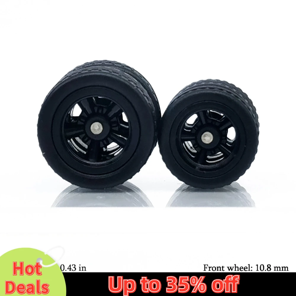 1/64 Model Car Wheels with Rubber Detachable Tires Five Spoke Refitting Parts for Hot Wheels Matchbox D:11mm+13mm 1 Set