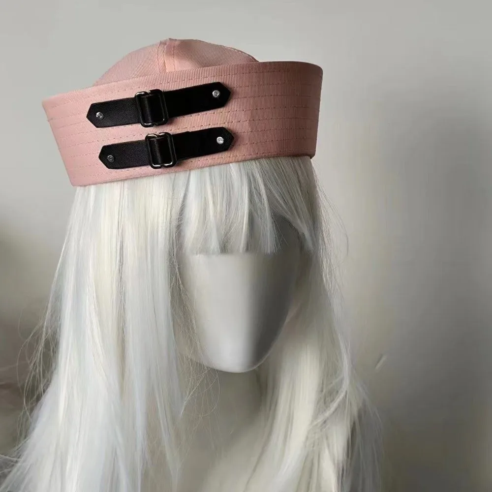 

Cute Black Leather Buckle Sailor Hat PU Chain Versatile Captain Hat Sweet Y2K Vintage Beret Rave Festivals