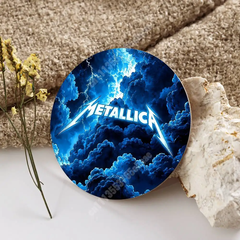 72 Seasons Band M-Metallica Wooden Cup Mat Espresso Whiskey Soda Water Coaster for Dessert Store 5