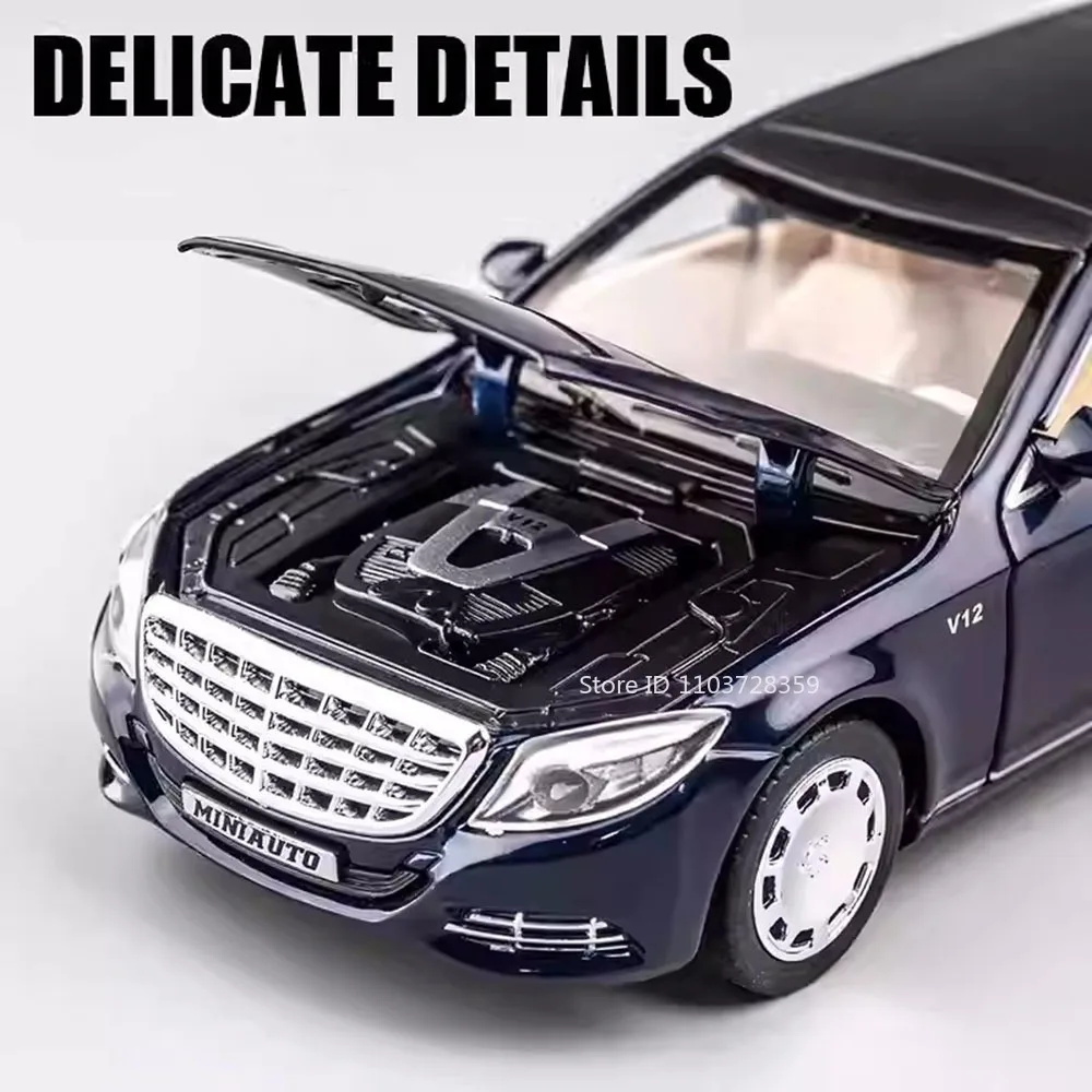 1:32 S650 C260 Model Toy Miniature Cars Alloy Diecast Sound Light Doors Opened Pull Back Simulation Vehicle Toys for Boys Gifts
