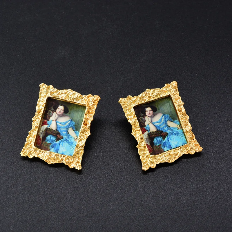 Retro World Famous Painting Lady Portait Stud Earring