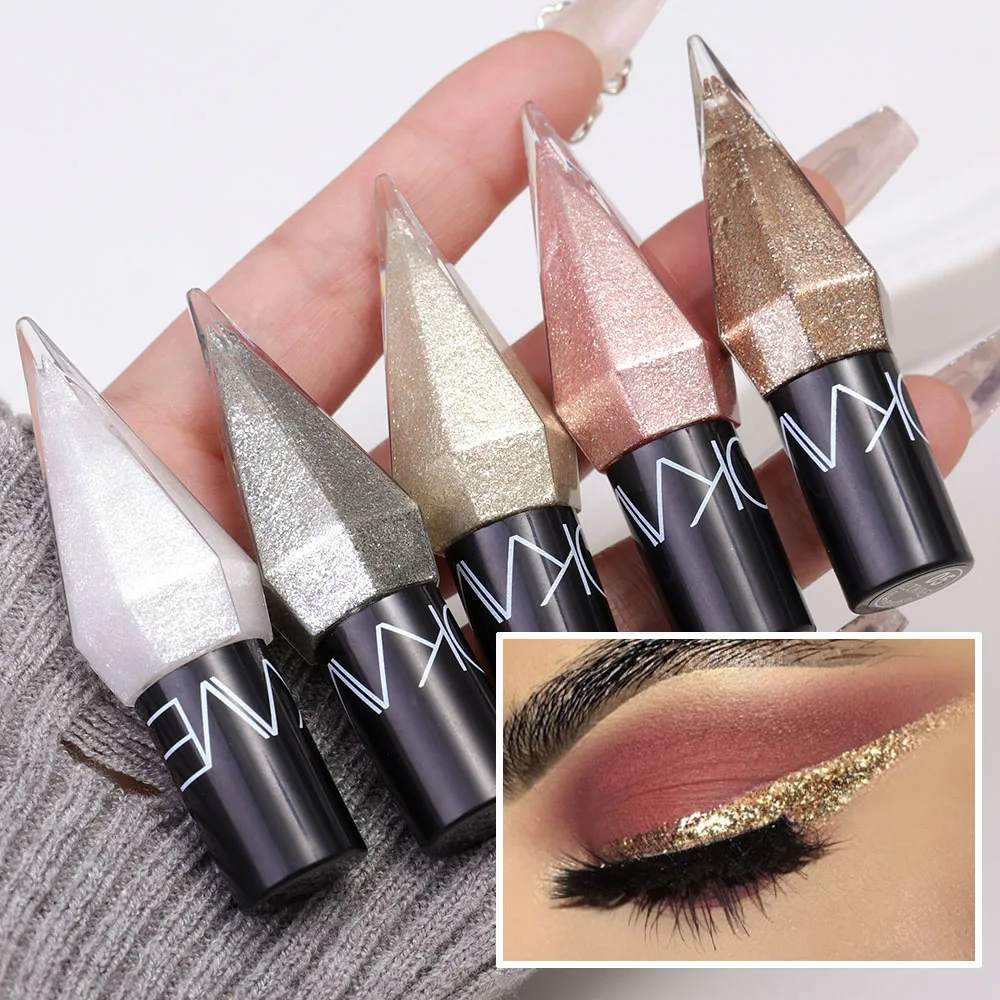 Zilver Goud Diamant Glitter Eyeliner Cosmetica Schaduw Langdurige Sexy Pailletten Fleuren Liggende Zijderups Oogschaduw Pigment Make-Up Op