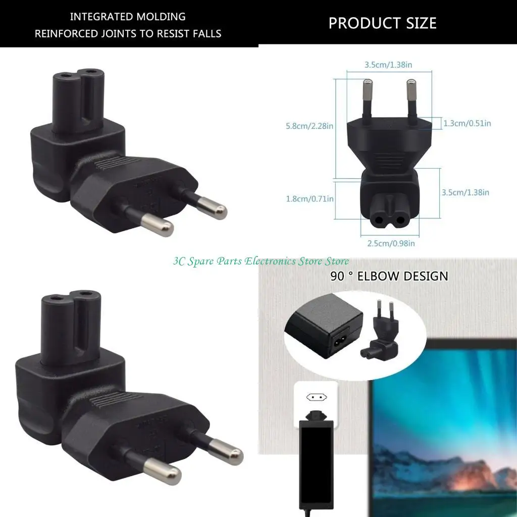 

SZ European 2Pin Power Adapter, EU4.0MM Plug to IEC320 C7 Right Angled Socket