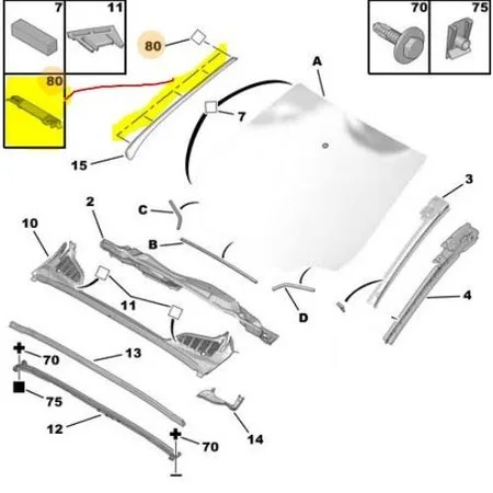 FRONT GLASS SIDE CHEETAH KLİSİ (HOLDER) PEUGEOT 308 2009-2013 407 2004- 81 465267265