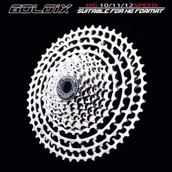 GOLDIX Ultralight Bicycle Cassette 10/11/12Speed 11T-46T/50T/52T MTB Bike Freewheel HG Structure Compatible with SHIMANO