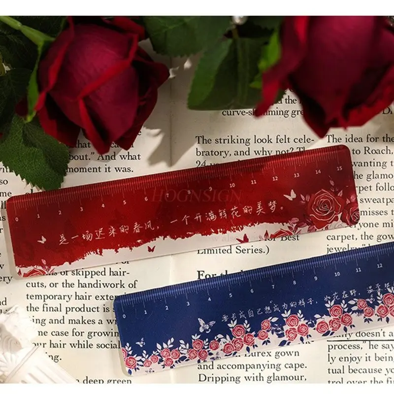 1pcs High aesthetic pattern acrylic ruler for primary and secondary school students, creative learning ruler, cute ruler