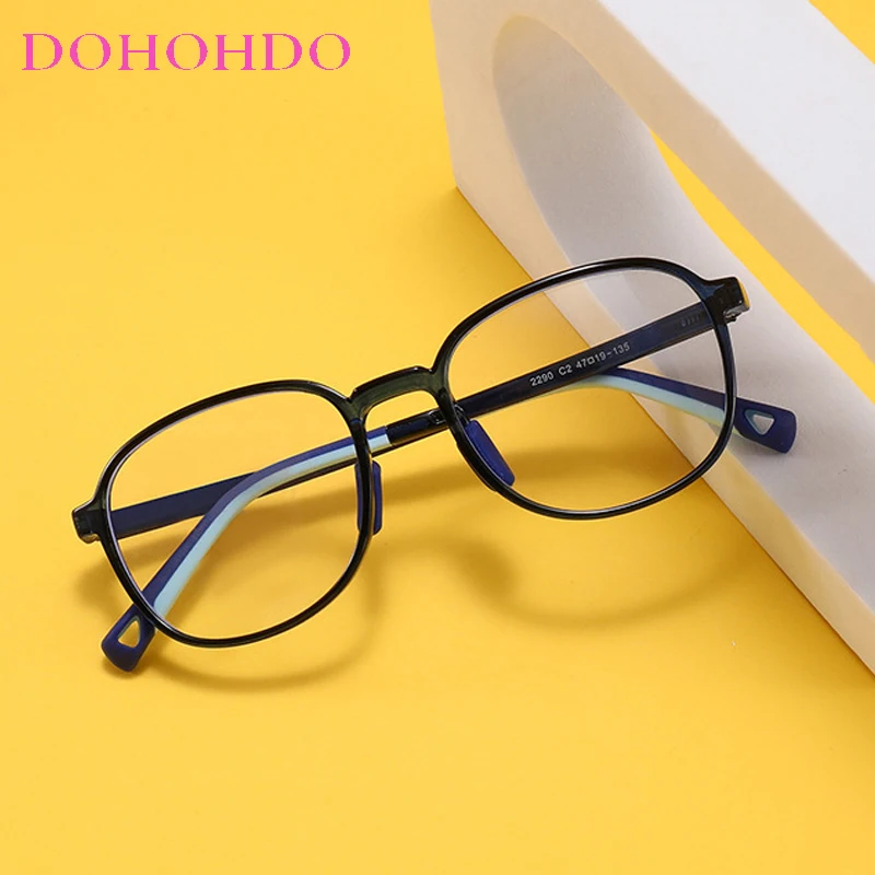 Children Anti Blue Light Glasses Silicone Nose Pads Round Kids Ipad Tablet Handphone Gaming Computer Without Graduation Glasses