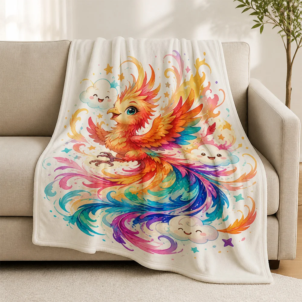 Vibrant Colorful Rooster Throw Blanket for Sofa Couch Decorative Living Room Boho Chic Whimsical Pop Art Chicken Nursery Gift