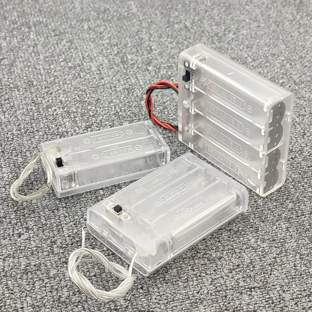 AA Battery Box AA Battery Case AA Battery Holder AA Storage Box DIY Leads With Cover With ON/OFF 2/3/4 Slots Series Clear Box