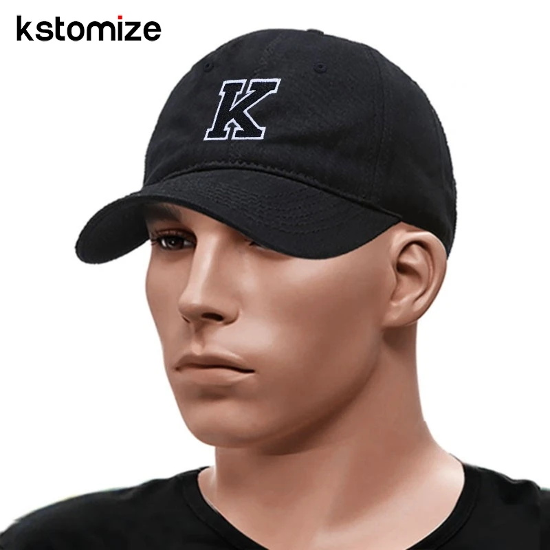 Initial Letter A-Z Black Baseball Cap For Men Womne High Quality Soft Cotton Embroider Fashion Team Sport Visors Snapback Caps