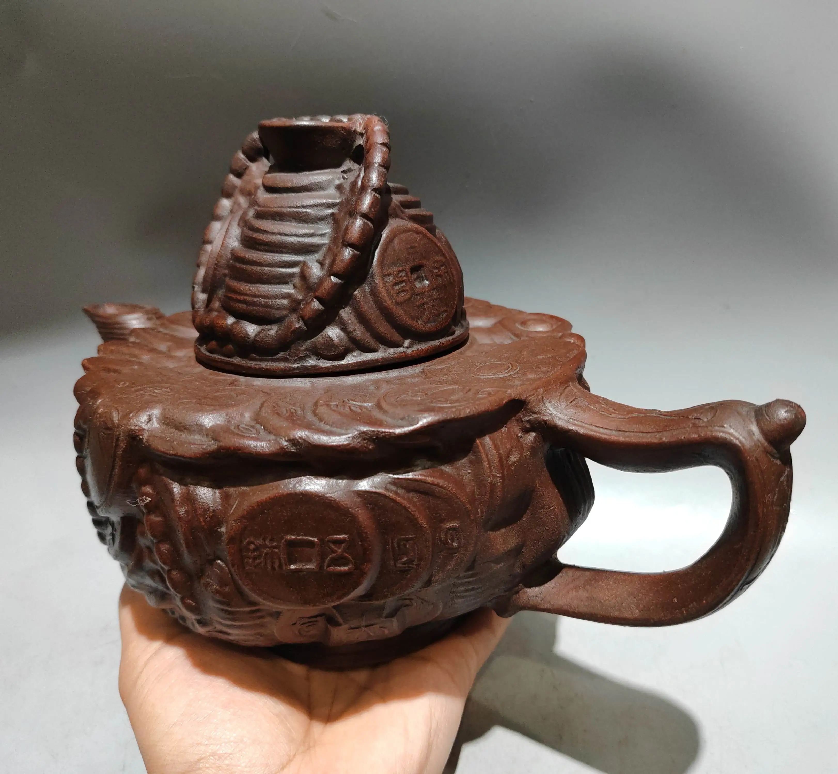Yixing Teapot Purple Clay Pot Red clay Treasure Pot Pot Pot Coin ingot cover Coin Texture Pot Pot Teapot Kettle