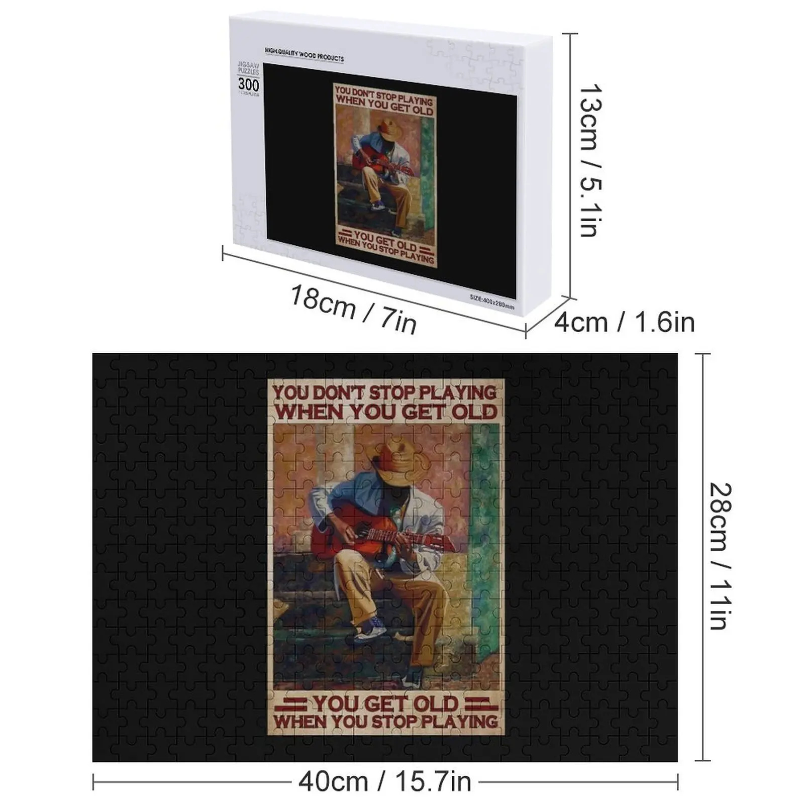 기타 연주자 그림 - 당신이 늙을 때까지 연주를 멈추지 않습니다 맞춤형 이름 나무 퍼즐 어린이용 맞춤형 퍼즐