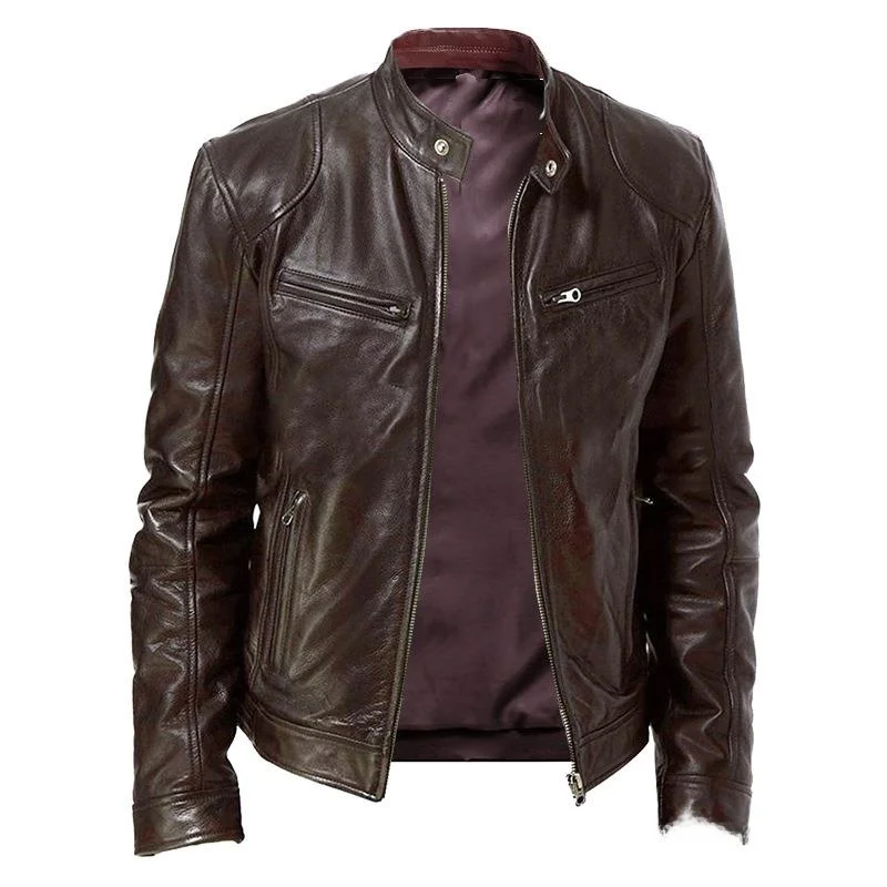 

Мужская кожаная куртка Jaet Motorcycle Sle Five Sve, длинная длина, искусственный материал, ветрозащитный дизайн с принтом, свободная посадка, зимняя мода