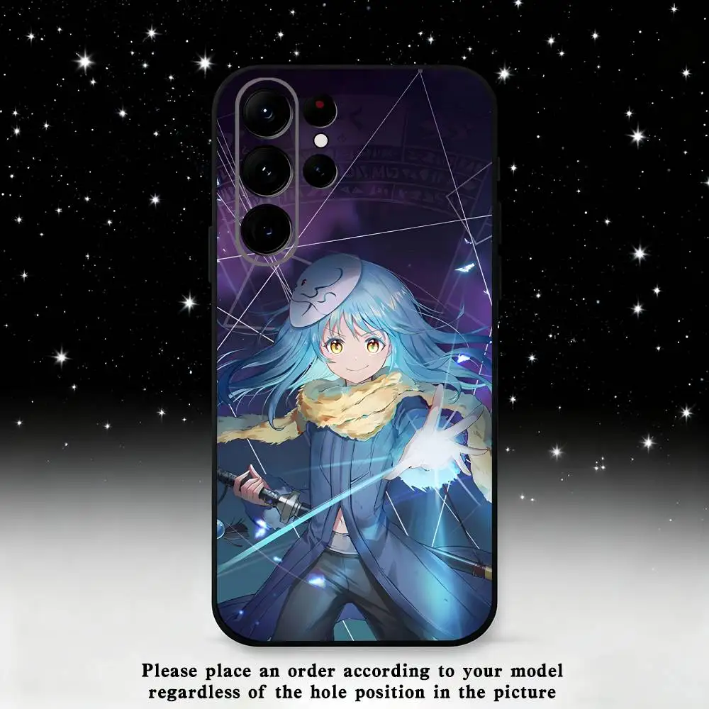 T-Tensei Slime R-Rimuru Anime Phone Case For Samsung S25,S24 Ultra,S20,S30 plus,S22 plus,S23,S30 Ultra 5G Silicone Black Shell